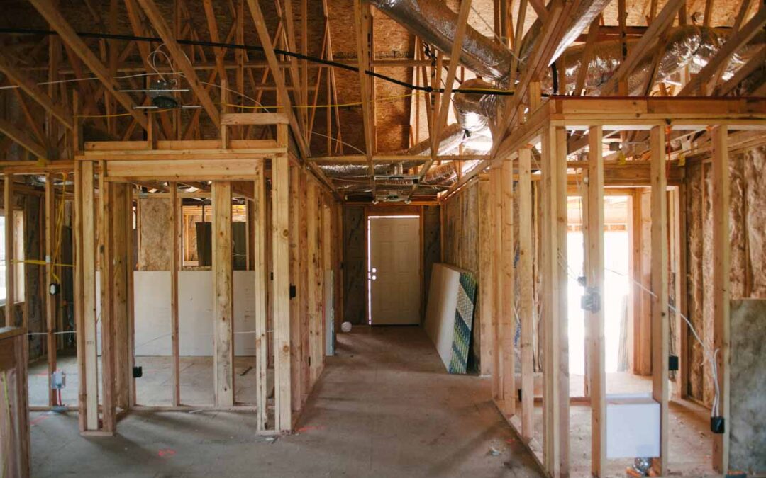 Home in the process of being rebuilt